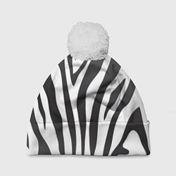Шапка с помпоном Африканская зебра, цвет: 3D-белый
