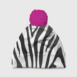 Шапка с помпоном Африканская зебра, цвет: 3D-малиновый
