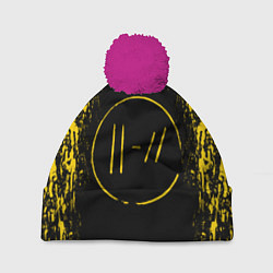 Шапка с помпоном 21 Pilots: Yellow & Black, цвет: 3D-малиновый
