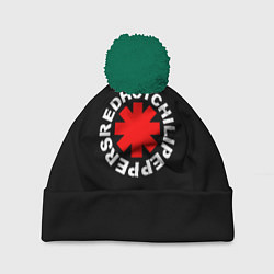 Шапка с помпоном Red Hot chili peppers logo on black, цвет: 3D-зеленый