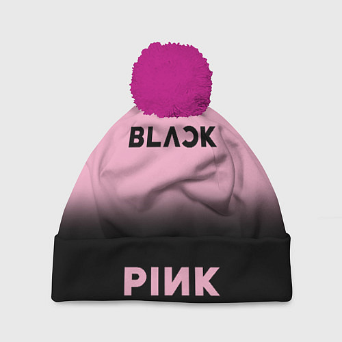 Шапка c помпоном Blackpink - розово-черный / 3D-Малиновый – фото 1
