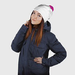 Шапка с помпоном Без дизайна, цвет: 3D-малиновый — фото 2