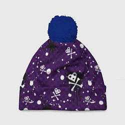 Шапка c помпоном Эмо 2007 фиолетовый фон