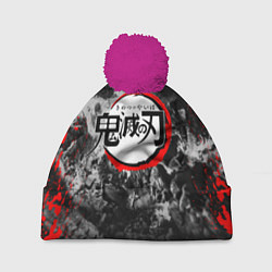 Шапка с помпоном KIMETSU NO YAIBA, цвет: 3D-малиновый