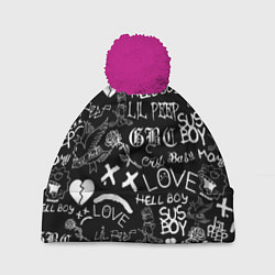 Шапка с помпоном LIL PEEP LOGOBOMBING, цвет: 3D-малиновый