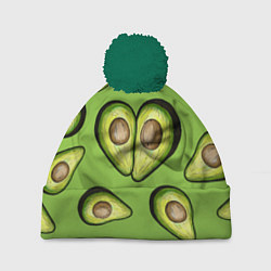 Шапка с помпоном Люблю авокадо, цвет: 3D-зеленый