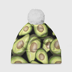 Шапка с помпоном Avocado background, цвет: 3D-белый