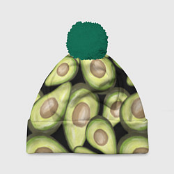Шапка с помпоном Avocado background, цвет: 3D-зеленый