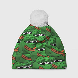 Шапка с помпоном Pepe The Frog, цвет: 3D-белый