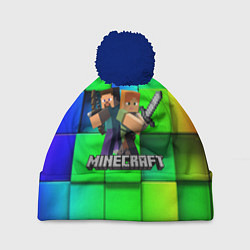 Шапка с помпоном MINECRAFT, цвет: 3D-тёмно-синий