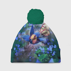 Шапка с помпоном Бабочка, цвет: 3D-зеленый