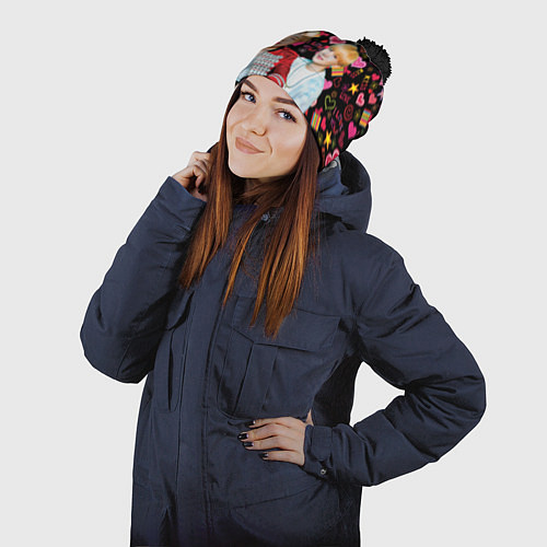 Шапка c помпоном BTS: Юнмины Чимин и Юнги / 3D-Черный – фото 2