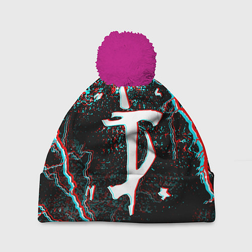 Шапка c помпоном DOOM ETERNAL GLITCH / 3D-Малиновый – фото 1