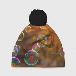 Шапка с помпоном Мыльные пузыри, цвет: 3D-черный