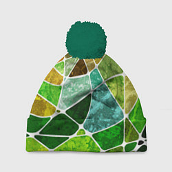 Шапка с помпоном Мозаика, цвет: 3D-зеленый