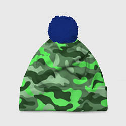 Шапка с помпоном CAMOUFLAGE GREEN, цвет: 3D-тёмно-синий