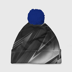 Шапка с помпоном GEOMETRY STRIPES BLACK & WHITE, цвет: 3D-тёмно-синий