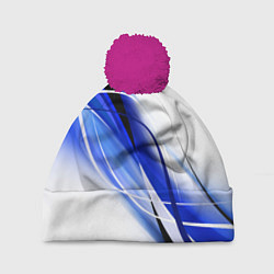 Шапка c помпоном GEOMETRY STRIPES BLUE