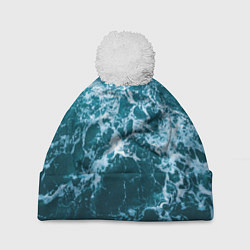 Шапка с помпоном Водная гладь, цвет: 3D-белый