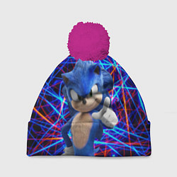 Шапка с помпоном Sonic, цвет: 3D-малиновый