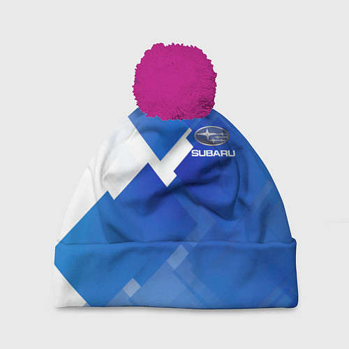 Шапка c помпоном SUBARU / 3D-Малиновый – фото 1