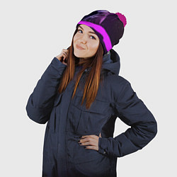 Шапка с помпоном BTS, цвет: 3D-малиновый — фото 2