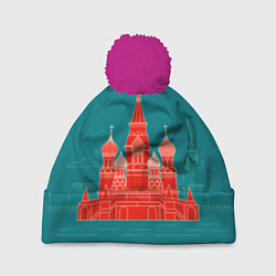 Шапка с помпоном Москва, цвет: 3D-малиновый