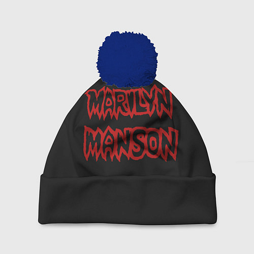 Шапка c помпоном Marilyn Manson / 3D-Тёмно-синий – фото 1