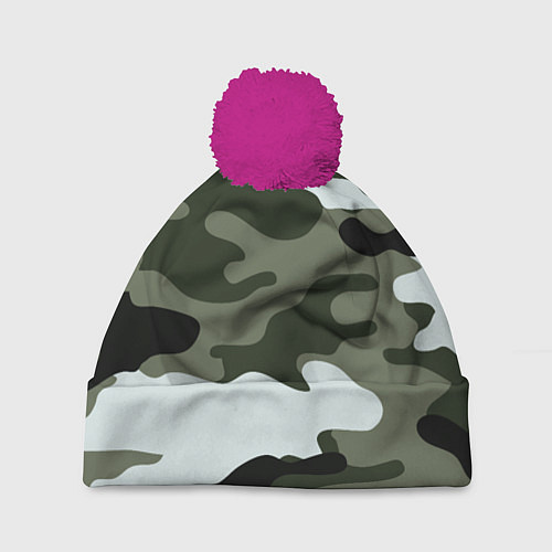 Шапка c помпоном Camouflage 2 / 3D-Малиновый – фото 1