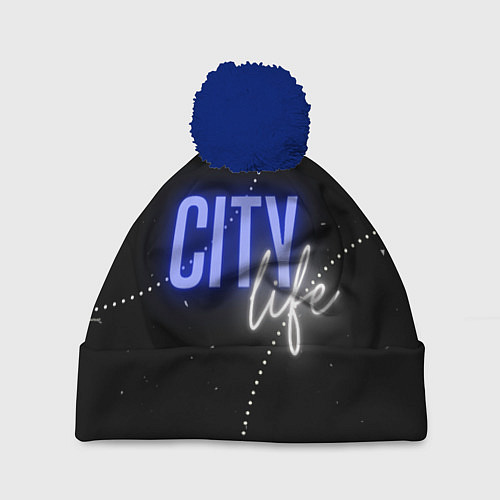 Шапка c помпоном City life / 3D-Тёмно-синий – фото 1