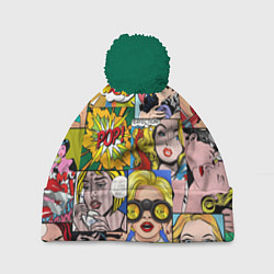 Шапка с помпоном Pop Art, цвет: 3D-зеленый