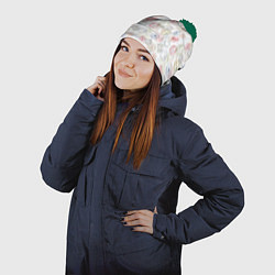 Шапка с помпоном Штампы мира, цвет: 3D-зеленый — фото 2