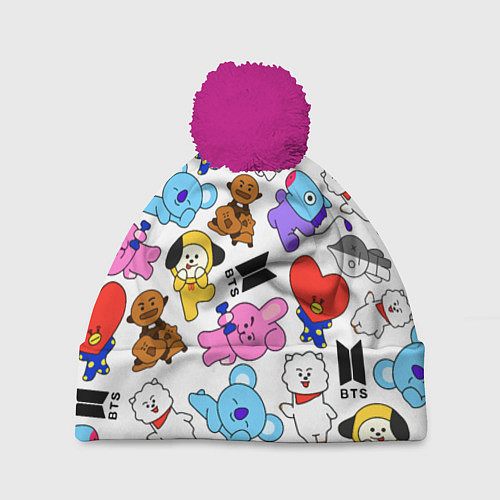 Шапка c помпоном BTS BT21 / 3D-Малиновый – фото 1