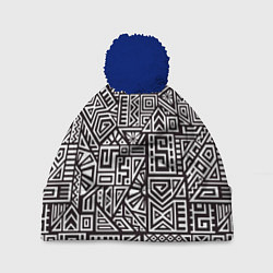 Шапка с помпоном Геометрия, цвет: 3D-тёмно-синий