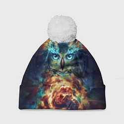 Шапка с помпоном Сова Космос, цвет: 3D-белый
