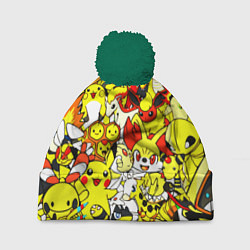 Шапка с помпоном ПОКЕМОНЫ, цвет: 3D-зеленый
