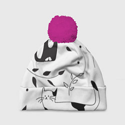 Шапка с помпоном Кис-Кис, цвет: 3D-малиновый