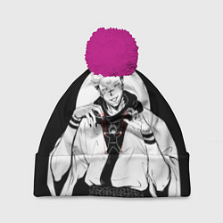 Шапка с помпоном Сукуна, цвет: 3D-малиновый