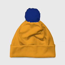Шапка c помпоном Цвет Шафран без рисунка