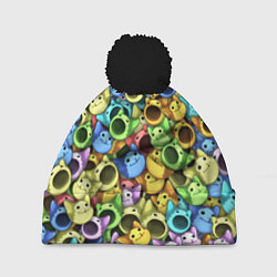 Шапка c помпоном Цветные Поп Котики