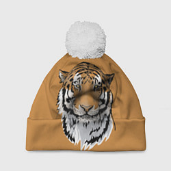Шапка с помпоном Тигр, цвет: 3D-белый