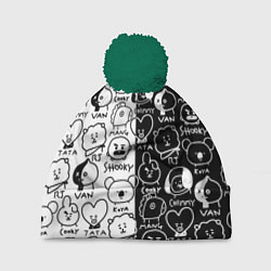 Шапка с помпоном BTS BT21, цвет: 3D-зеленый