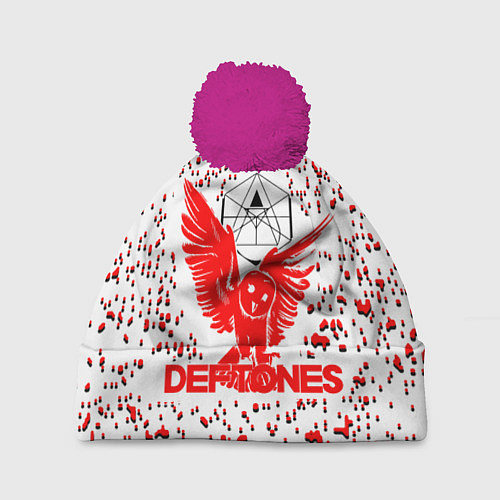 Шапка c помпоном Deftones / 3D-Малиновый – фото 1