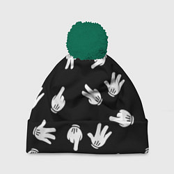 Шапка с помпоном Множество рук, цвет: 3D-зеленый