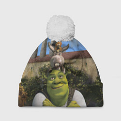 Шапка c помпоном Шрек, Кот и Осёл