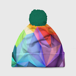 Шапка с помпоном Радужная геометрия, цвет: 3D-зеленый