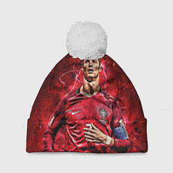 Шапка с помпоном Cristiano Ronaldo Portugal, цвет: 3D-белый