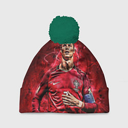 Шапка с помпоном Cristiano Ronaldo Portugal, цвет: 3D-зеленый