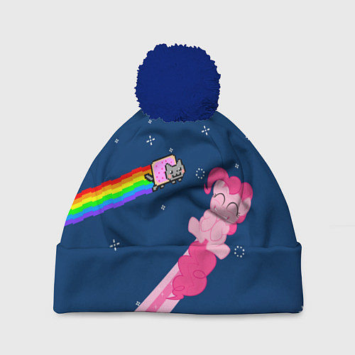 Шапка c помпоном Nyan cat x Pony / 3D-Тёмно-синий – фото 1