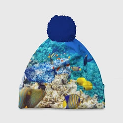 Шапка с помпоном Морской мир, цвет: 3D-тёмно-синий
